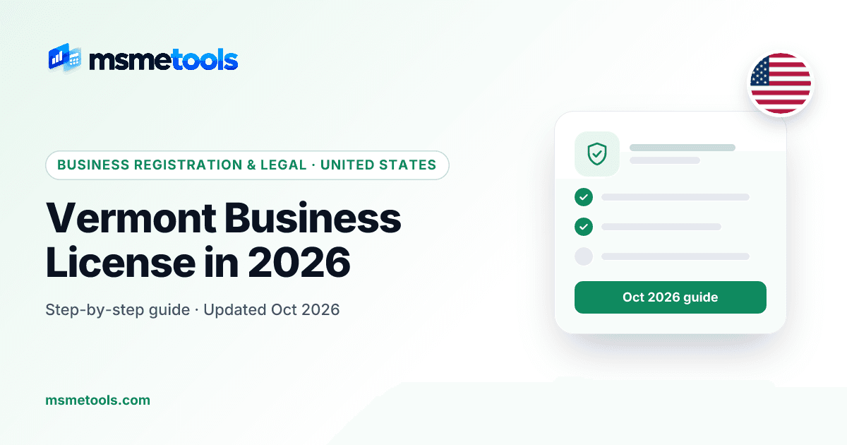 Vermont business license — MSMETOOLS guide cover