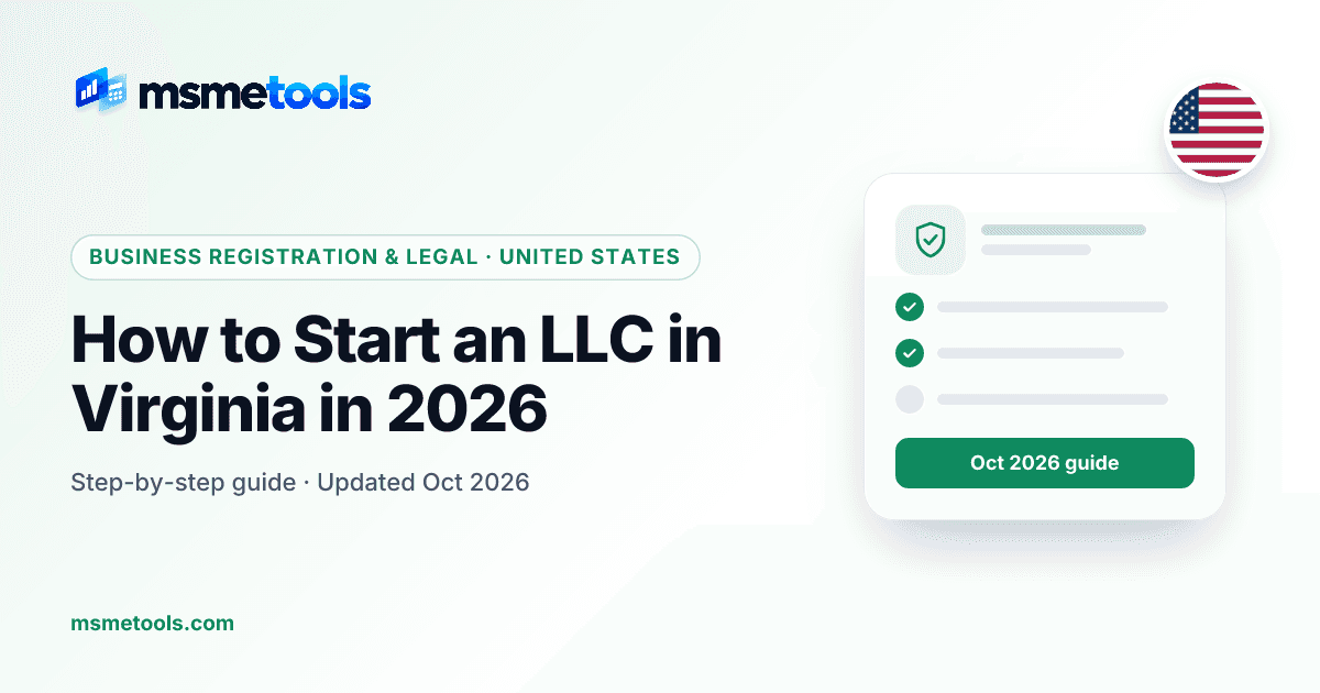 How to start an LLC in Virginia — MSMETOOLS guide cover