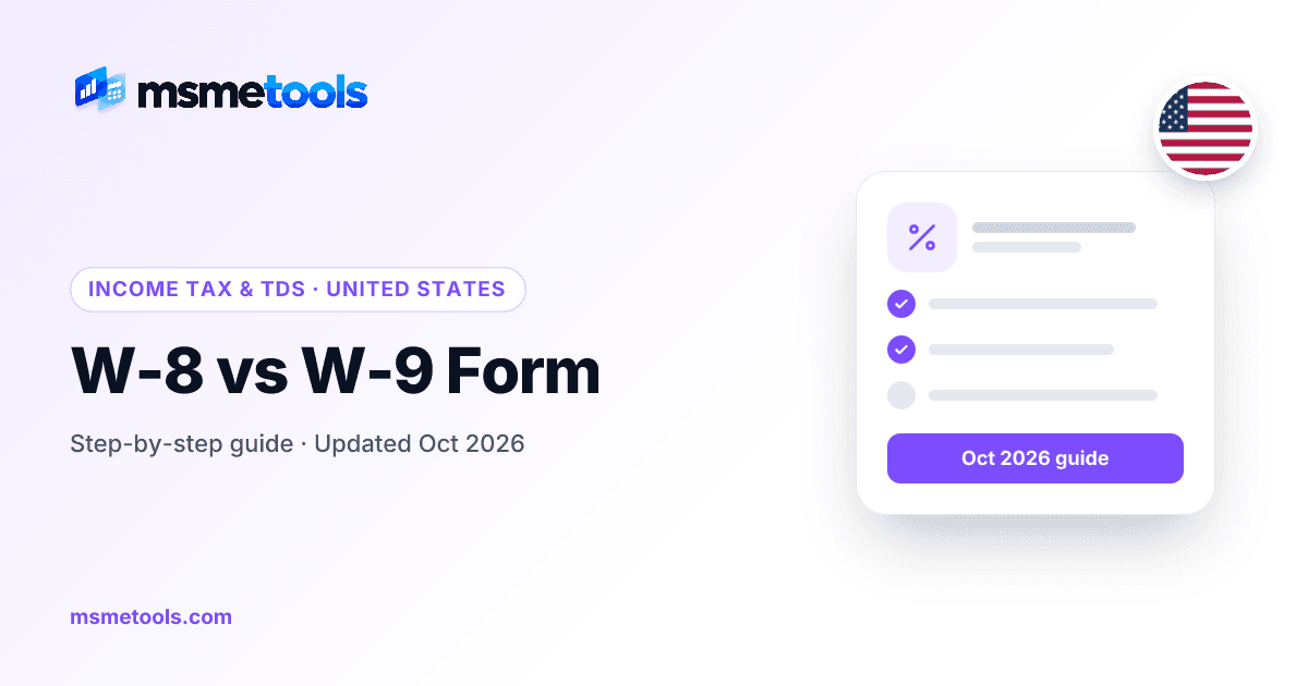 W-8 vs W-9 form — MSMETOOLS guide cover