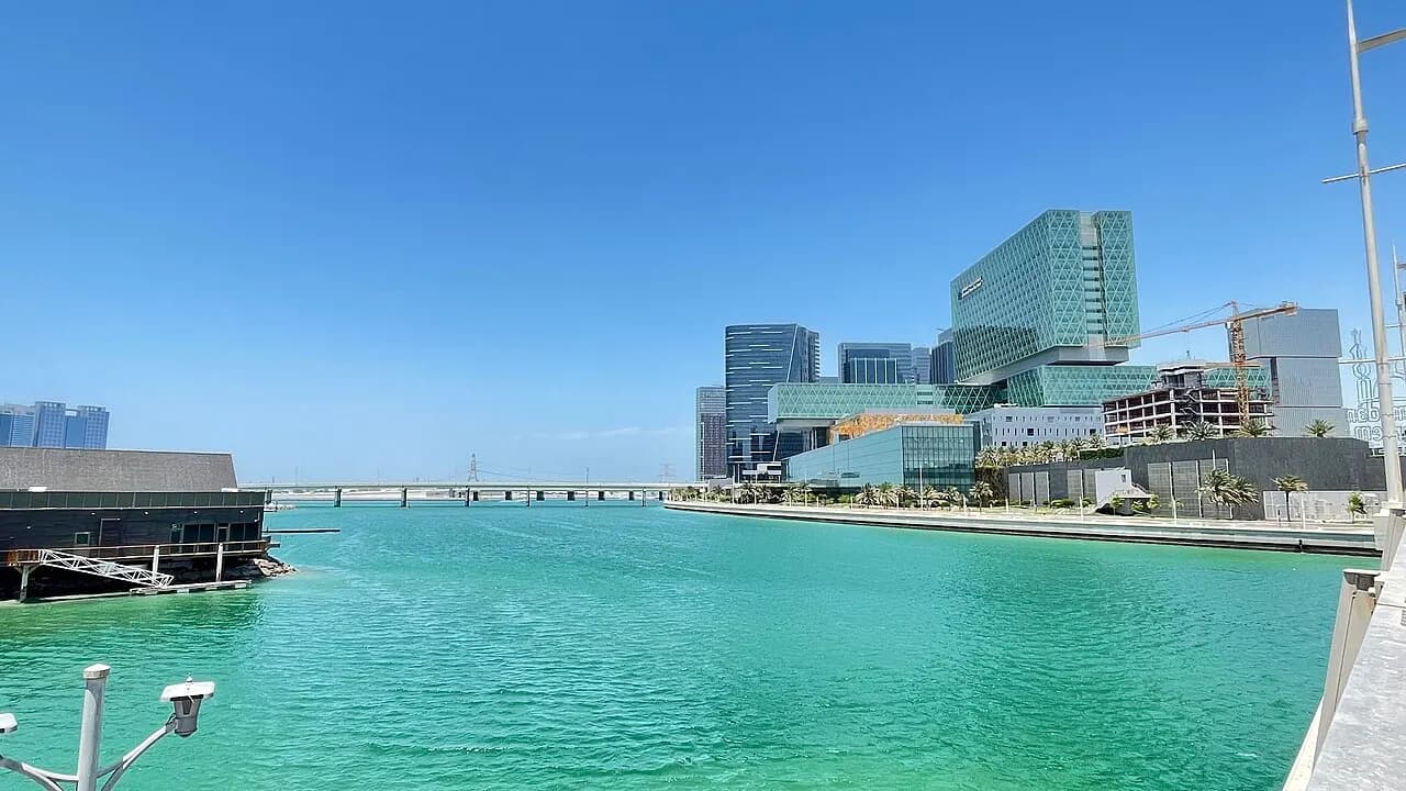 Office buildings on Al Maryah Island waterfront in Abu Dhabi