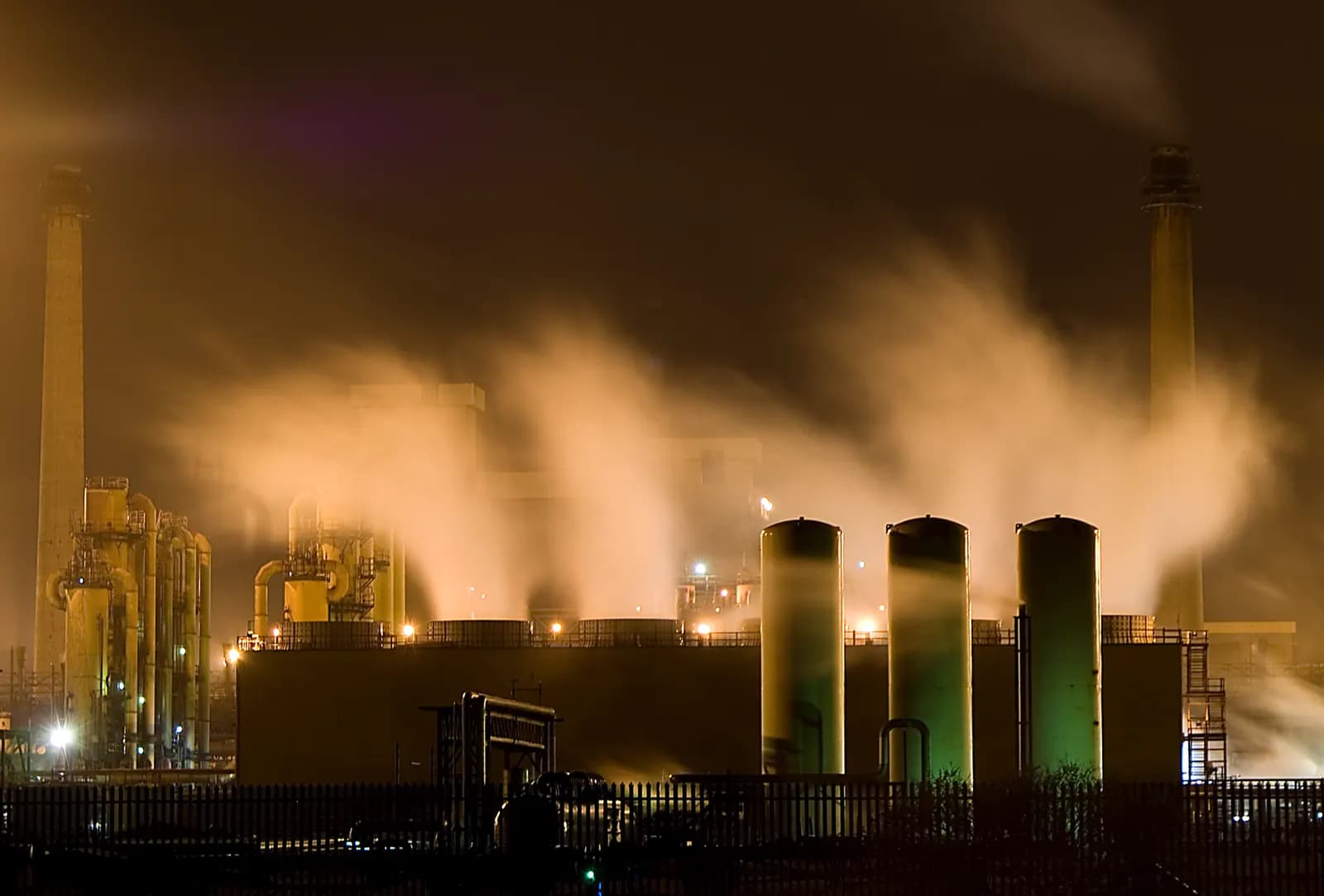 Steelworks lit up at night, an operation that runs continuous 24-hour shifts