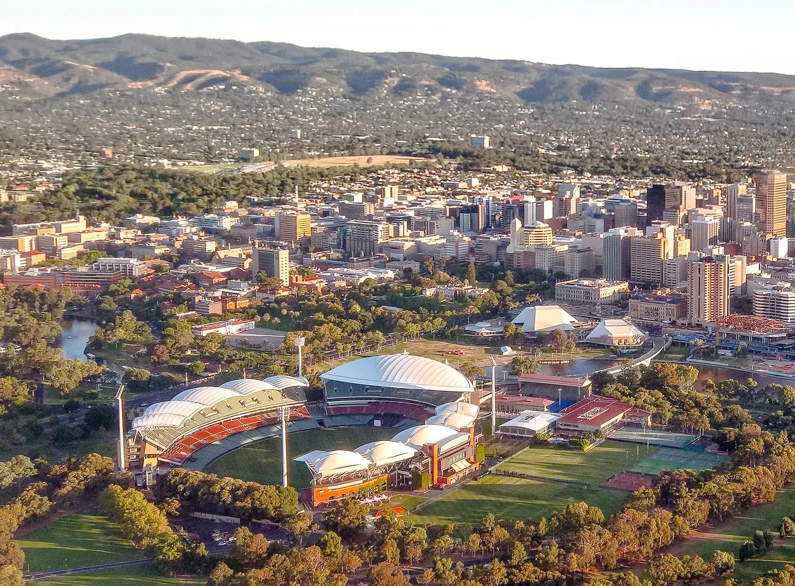 Adelaide city centre office buildings seen from above