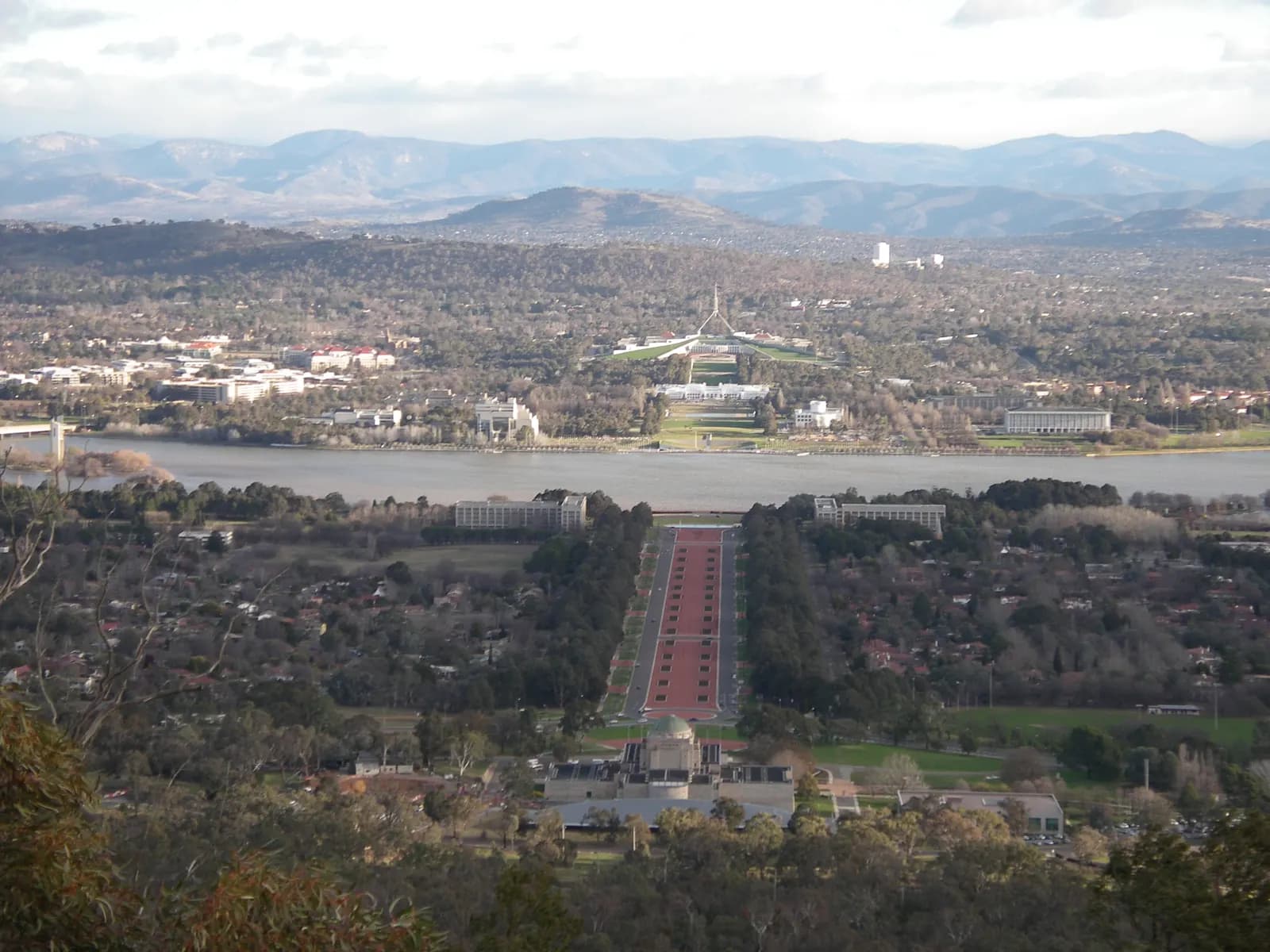 View along Canberra's parliamentary axis towards Parliament House