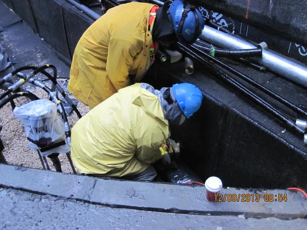 Electricians installing conduit pipes for lighting on a construction job