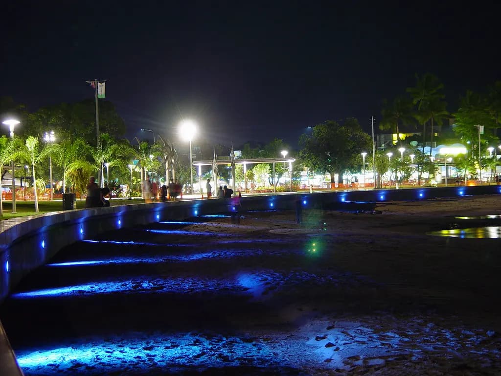 The Cairns Esplanade at night, far north Queensland
