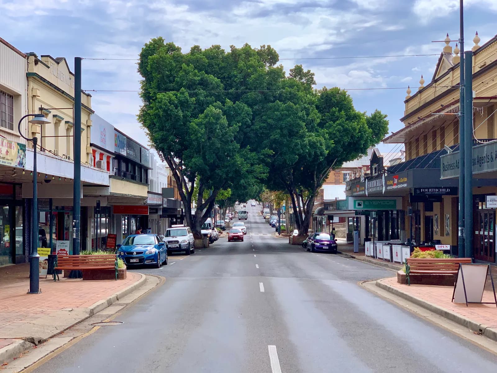 Shopfronts along Brisbane Street in Ipswich, Queensland