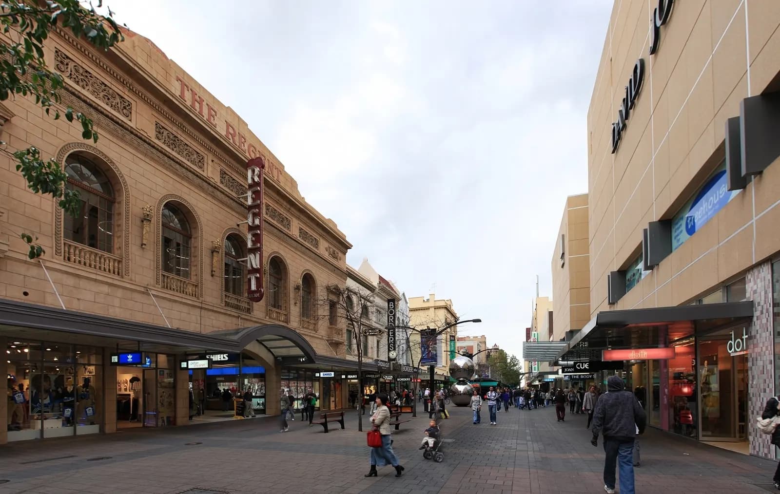 Shoppers walking through Rundle Mall, Adelaide's main pedestrian shopping street