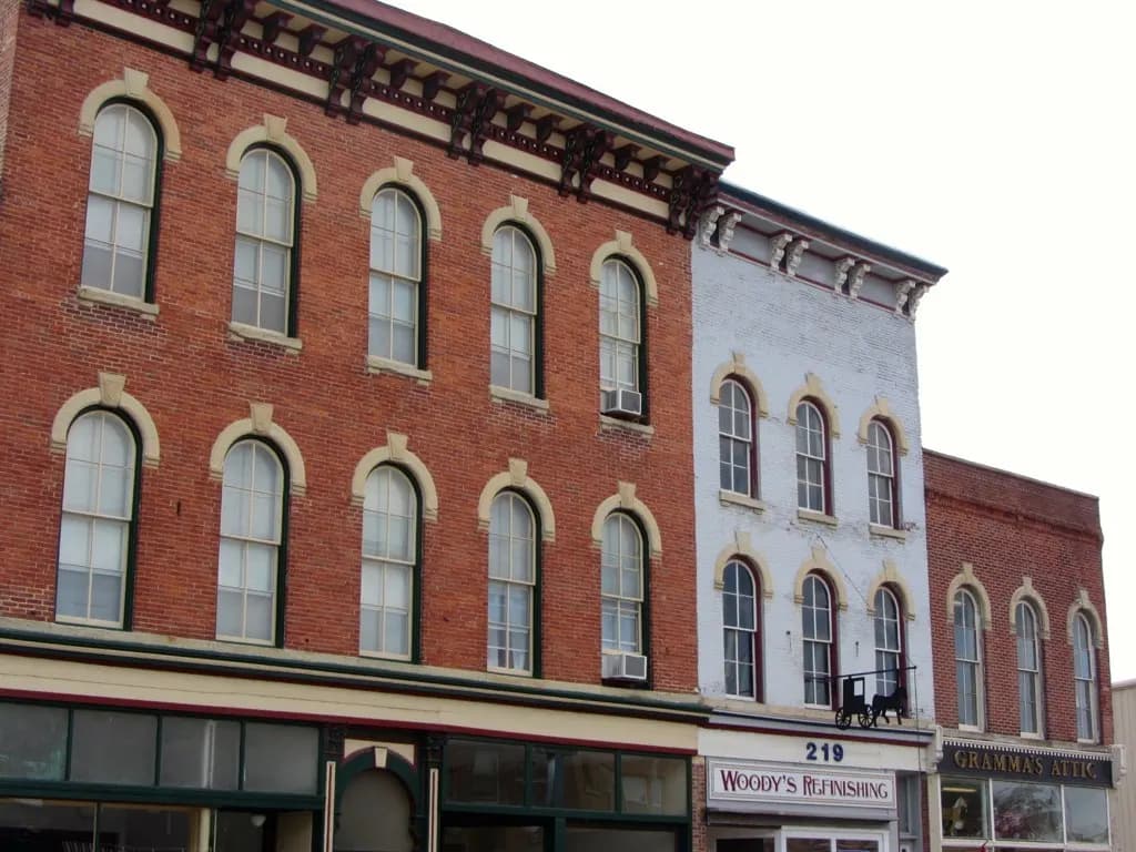 Independent antique shops along Main Street in Ottawa, Ontario