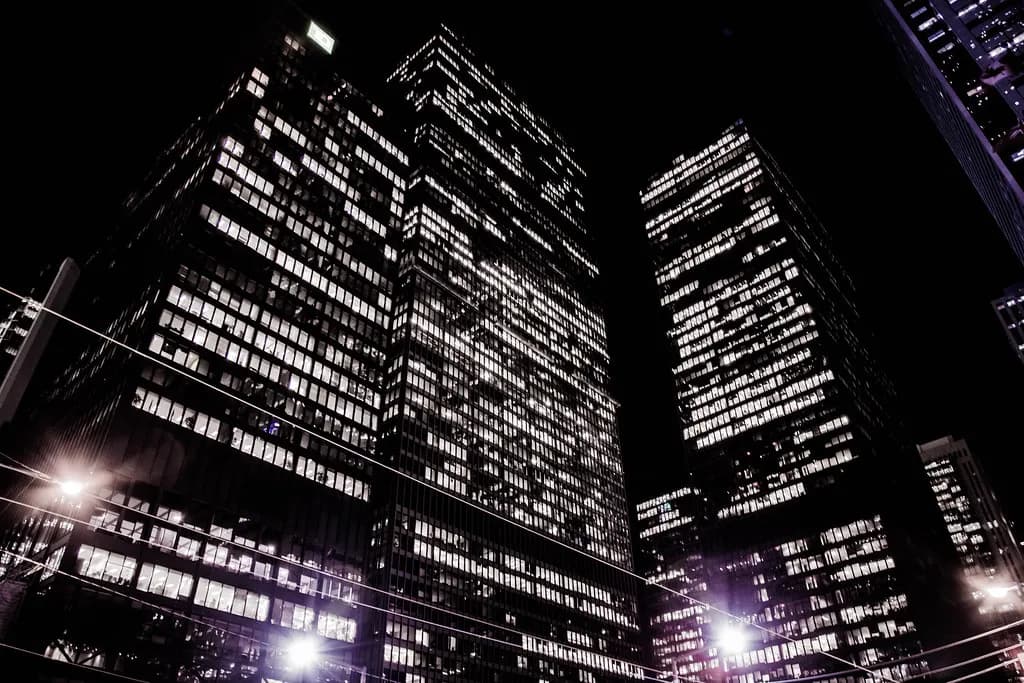Office towers of Toronto's Financial District seen from street level