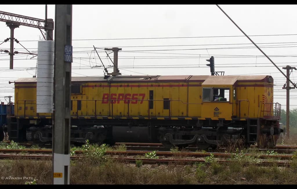 Diesel shunting locomotive at the Bhilai Steel Plant sidings, Chhattisgarh