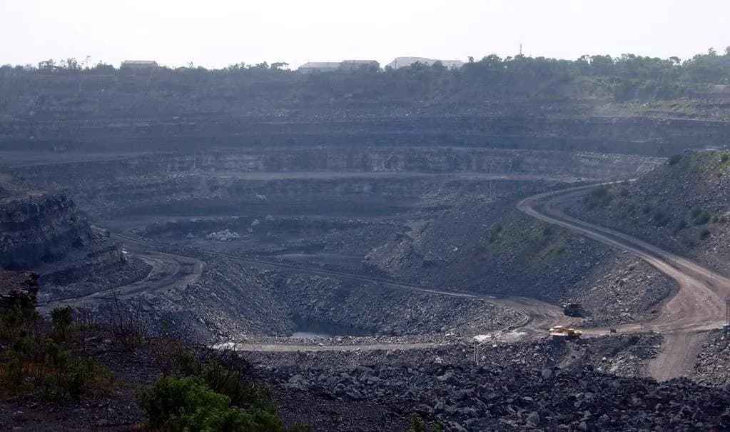Terraced open-cast coal mine near Dhanbad, Jharkhand
