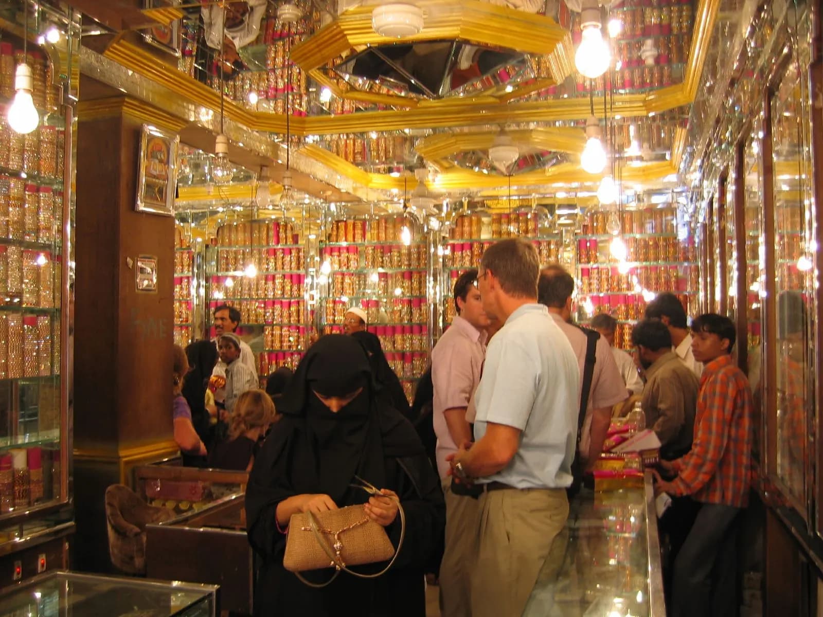 A bangle store stacked with glass and lac bangles in Laad Bazaar, Hyderabad