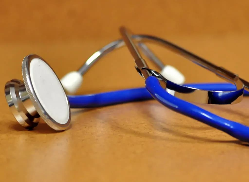 A stethoscope lying on a table