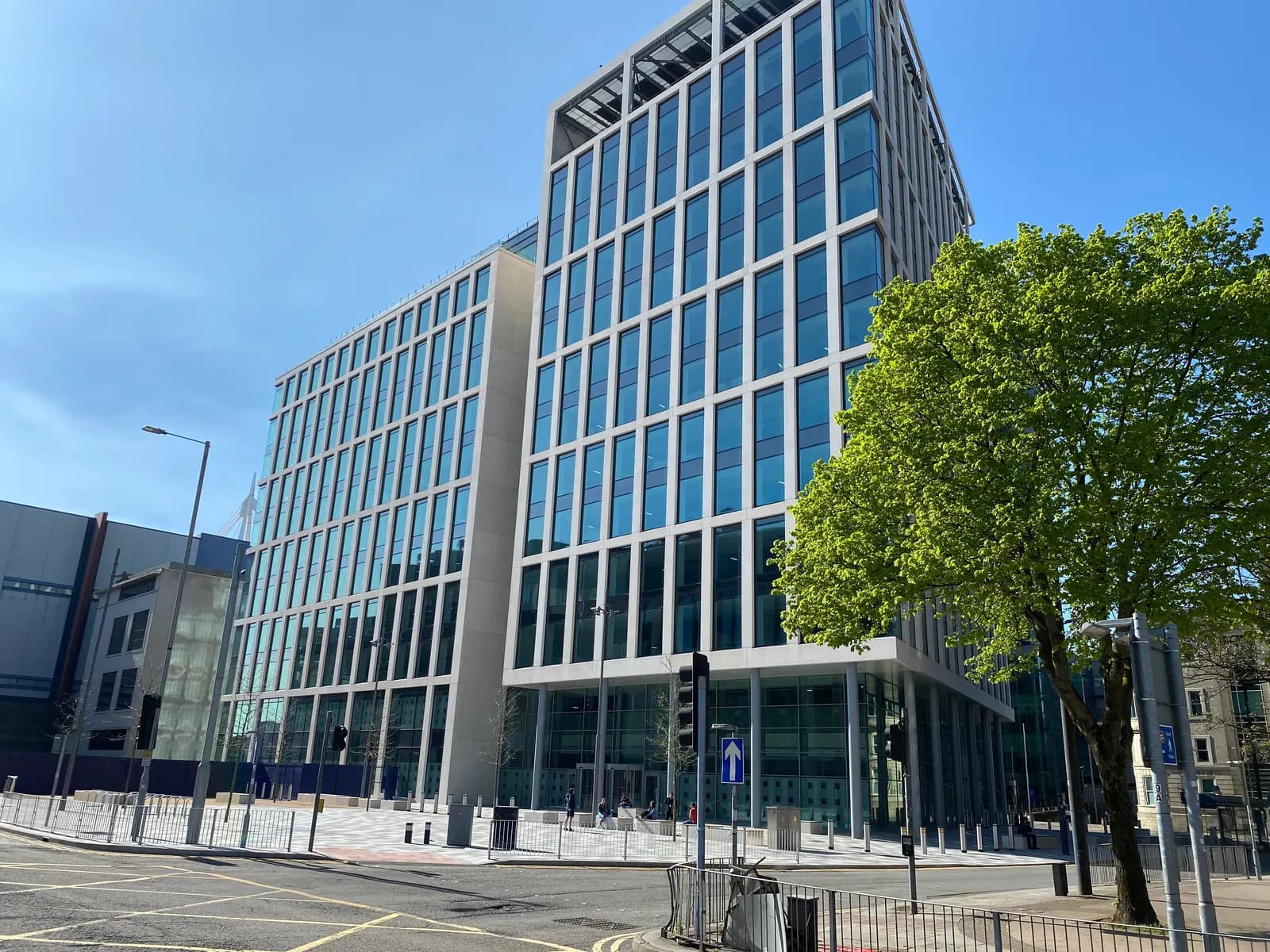 Glass office blocks at Central Square in Cardiff, home to an HMRC regional centre