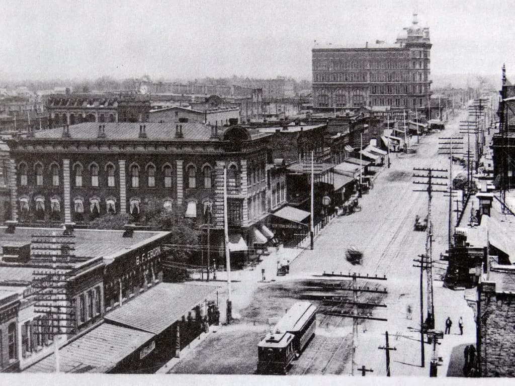 1st Avenue North in downtown Birmingham, Alabama, looking east