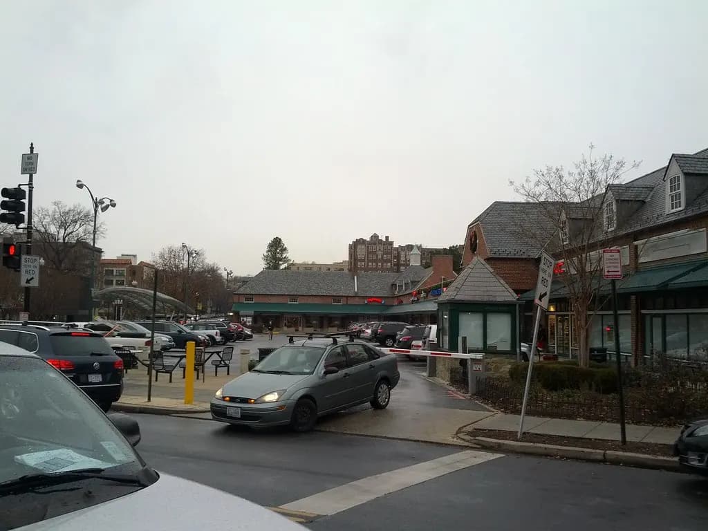 A neighborhood strip shopping center with parking near Cleveland Park, Washington, D.C.