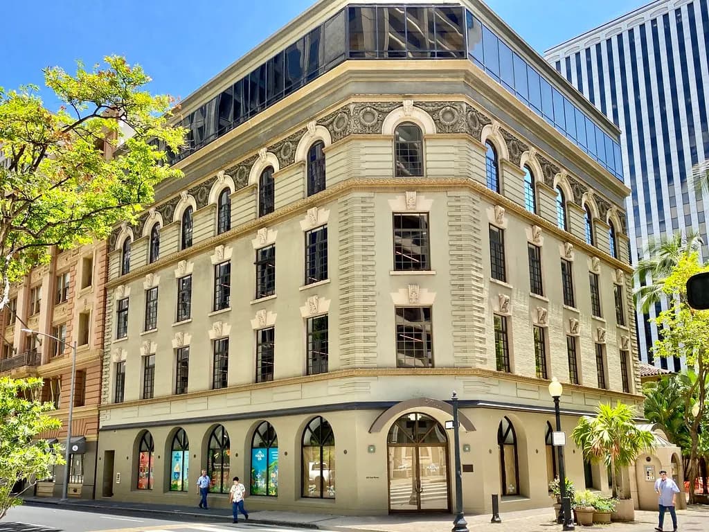 The historic Judd Building at Fort Street Mall and Merchant Street in downtown Honolulu