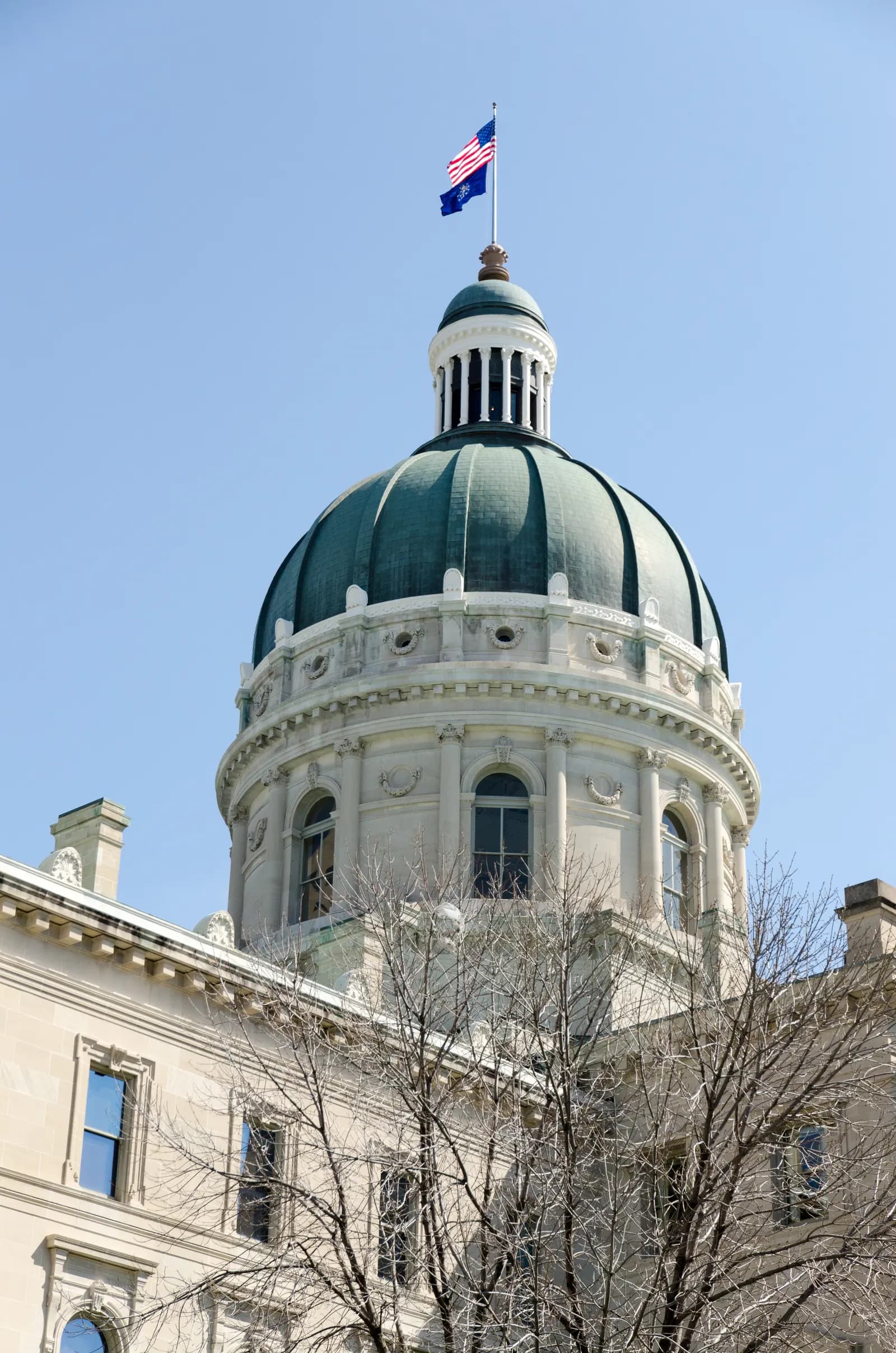 The dome of the Indiana Statehouse in Indianapolis