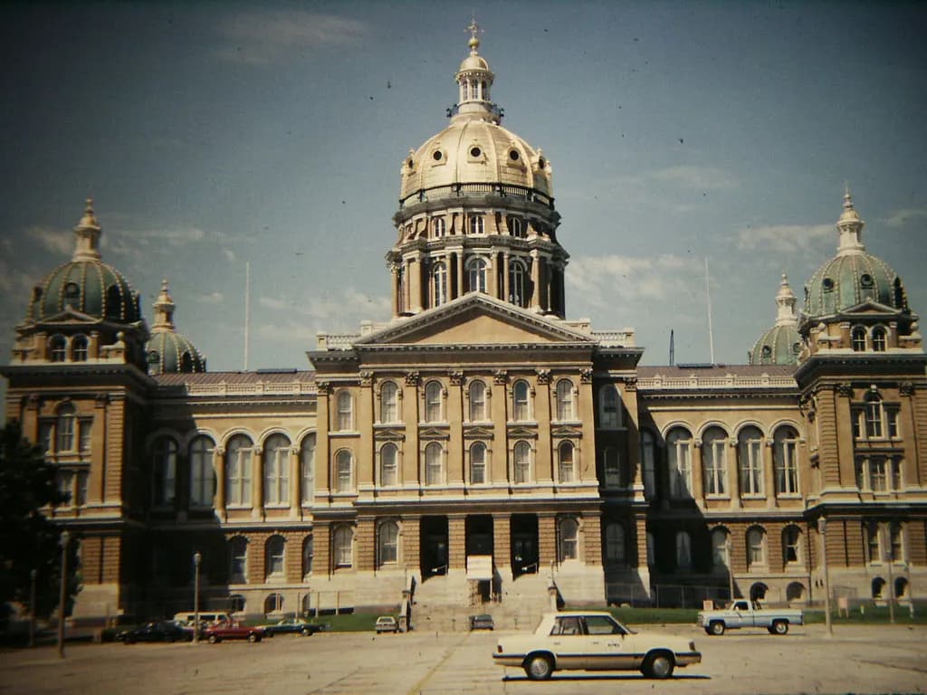 The gold-domed Iowa State Capitol in Des Moines