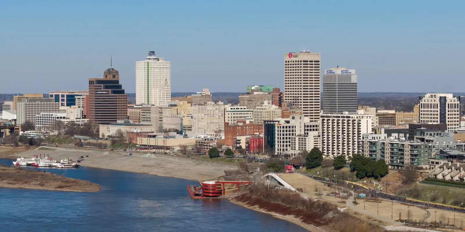 Downtown Memphis skyline along the Mississippi River