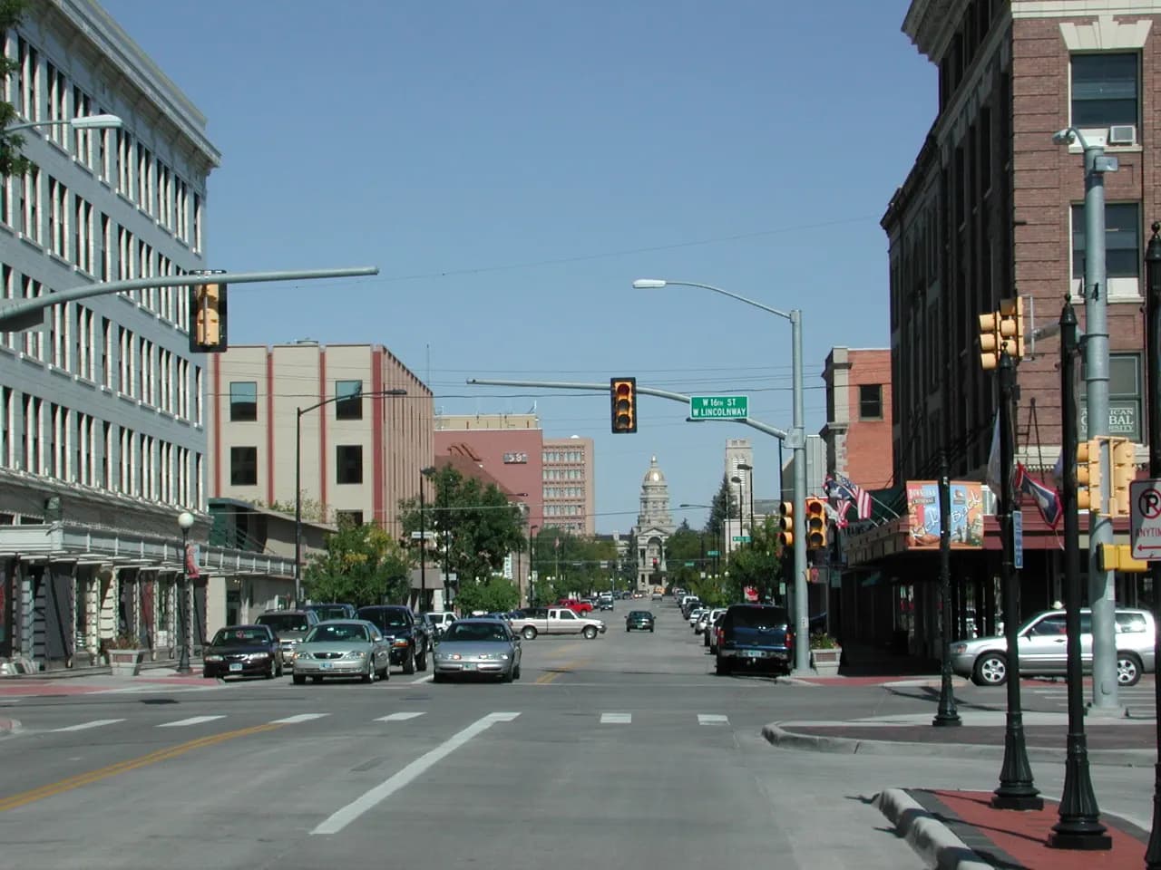 Historic brick buildings in downtown Cheyenne, Wyoming