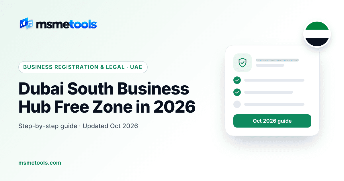 Dubai South Business Hub free zone — MSMETOOLS guide cover