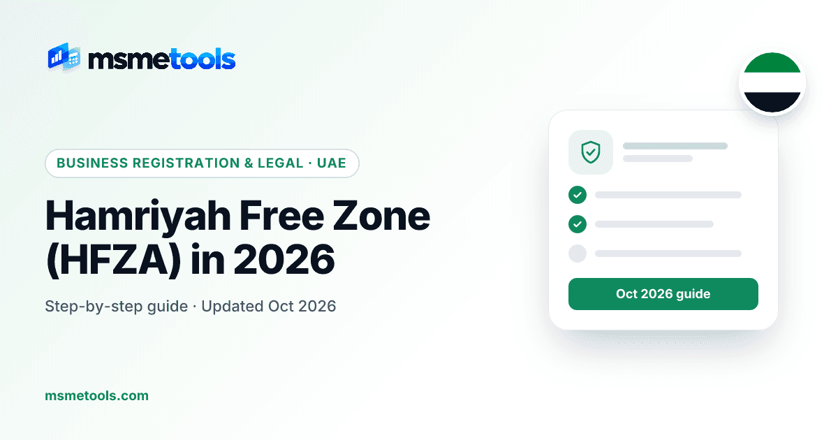 Hamriyah Free Zone guide — MSMETOOLS guide cover