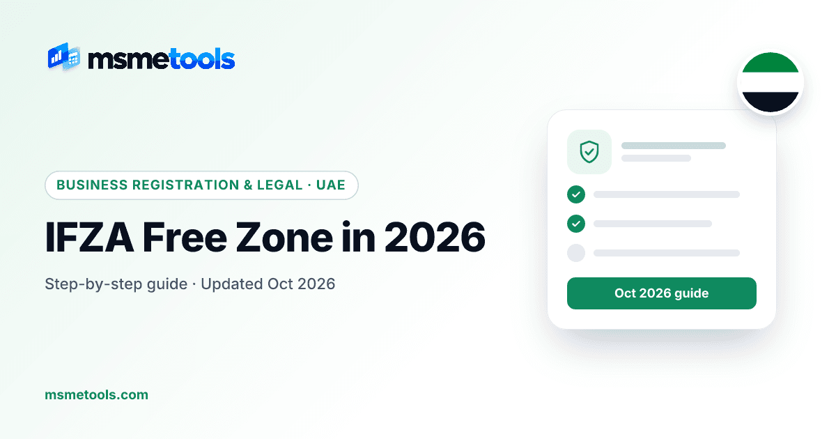 IFZA free zone in Dubai — MSMETOOLS guide cover