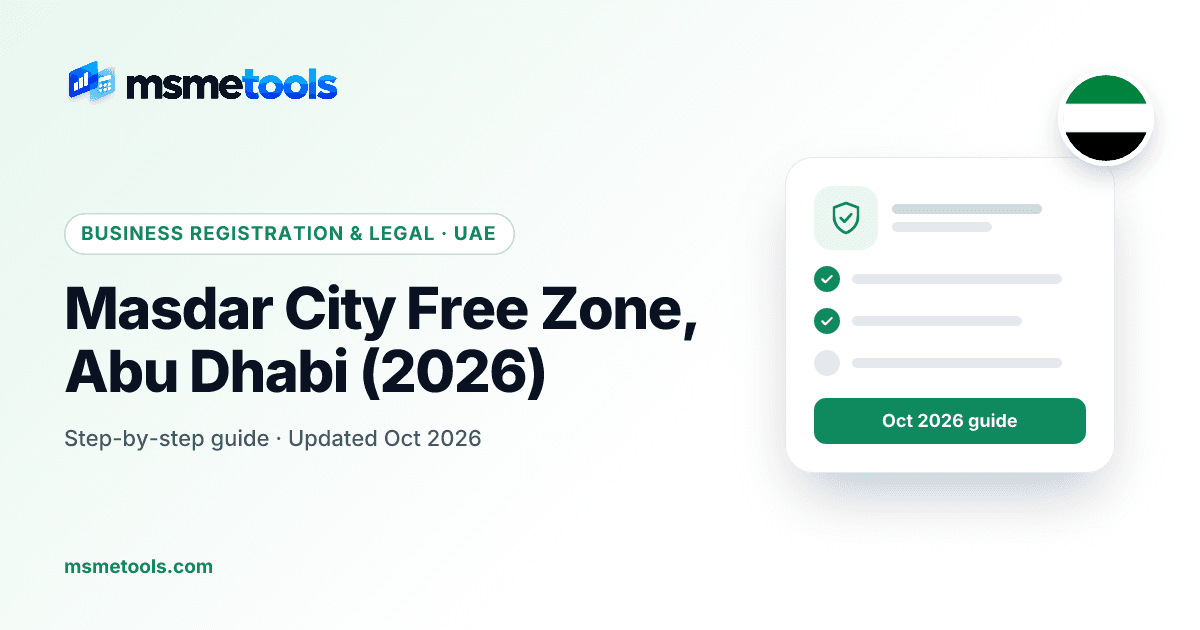Masdar City Free Zone in Abu Dhabi — MSMETOOLS guide cover