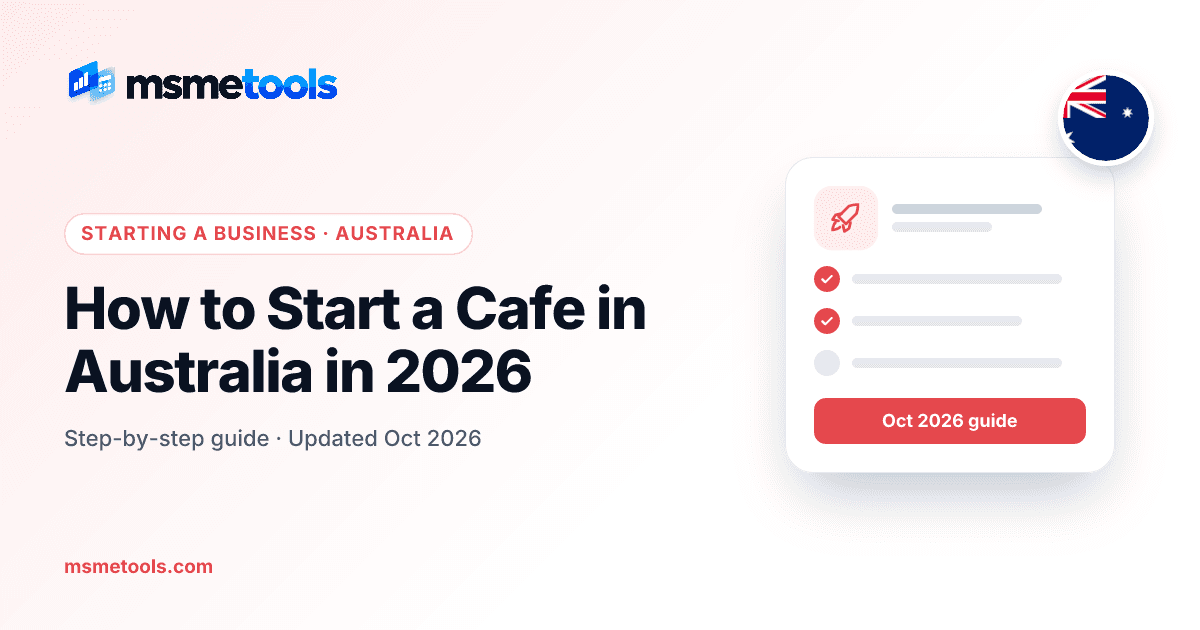 How to start a cafe in Australia — MSMETOOLS guide cover