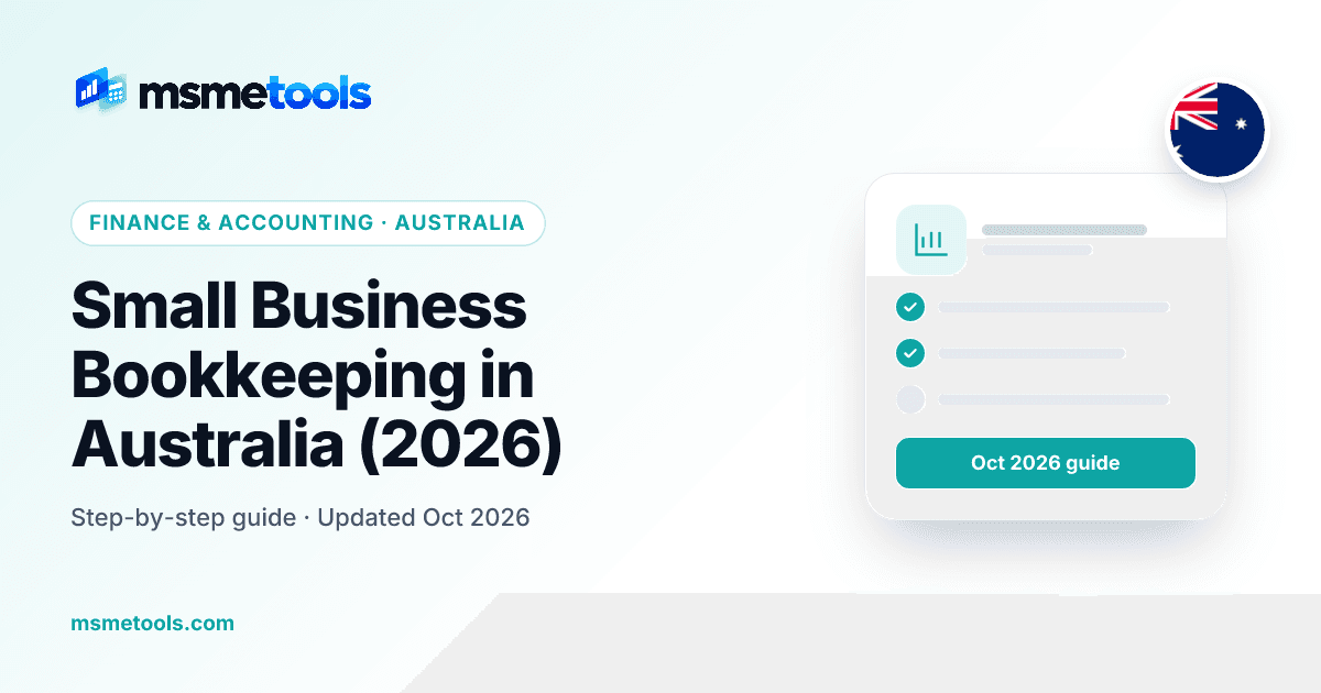 Small business bookkeeping in Australia — MSMETOOLS guide cover
