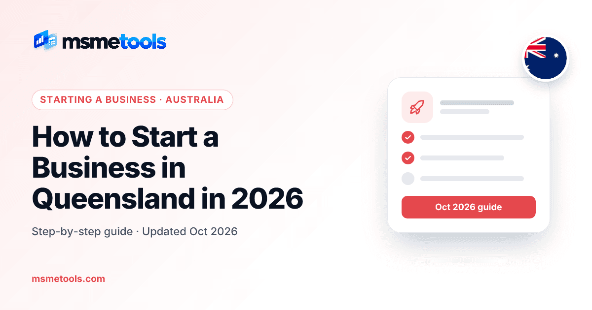 How to start a business in Queensland — MSMETOOLS guide cover