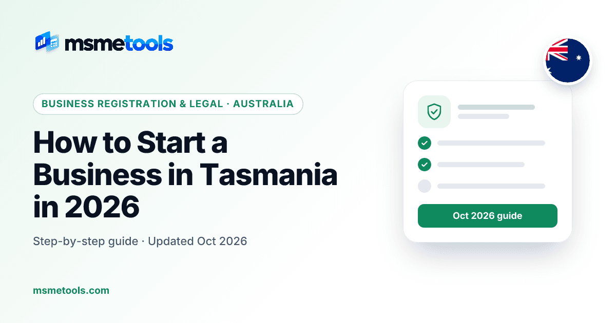 How to start a business in Tasmania — MSMETOOLS guide cover