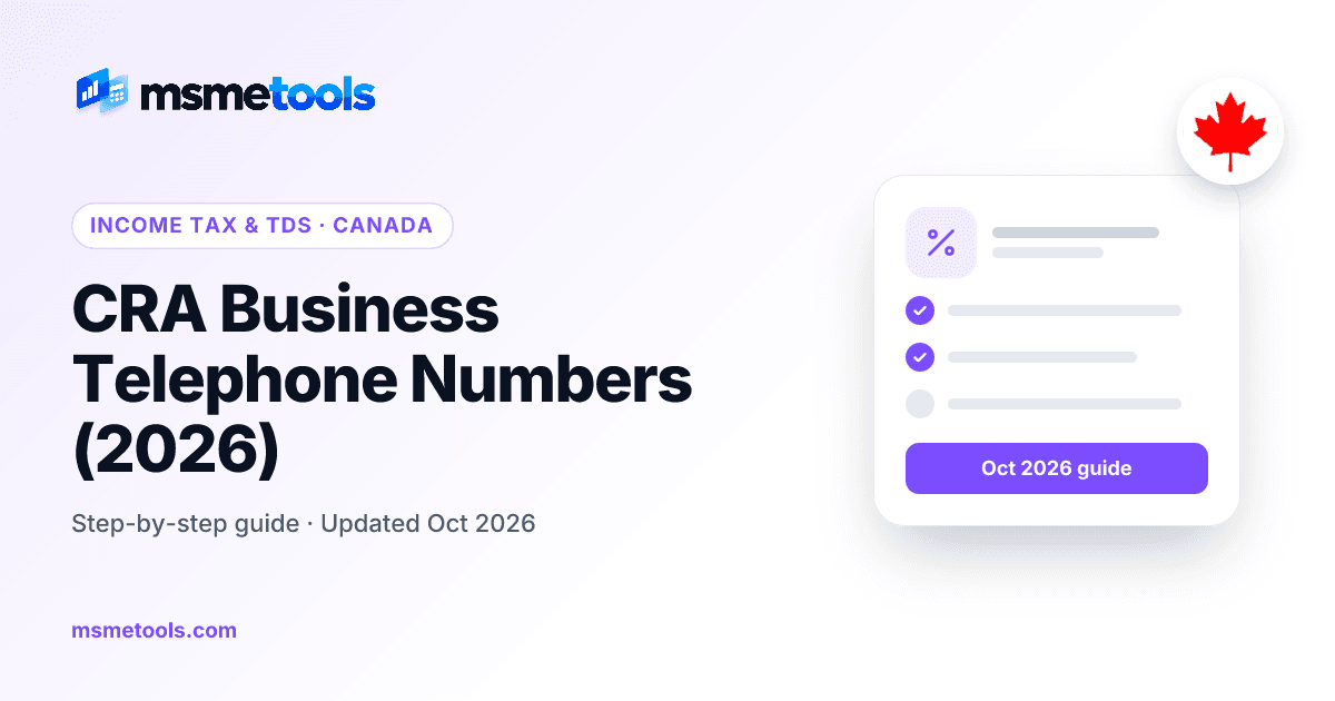 CRA business telephone numbers — MSMETOOLS guide cover