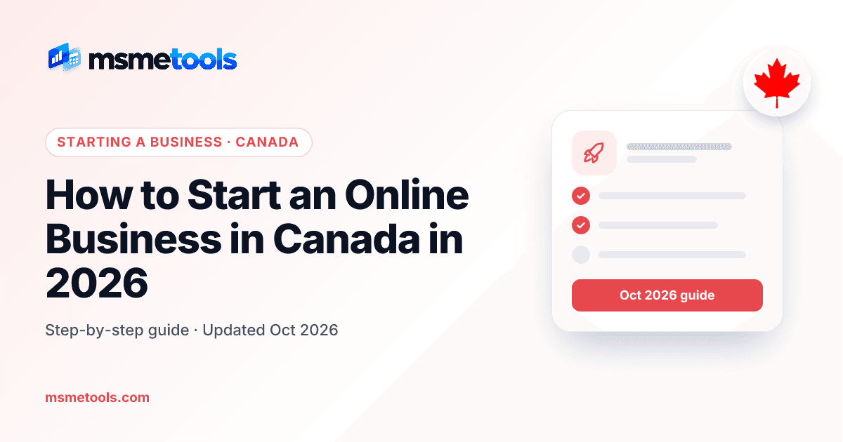How to start an online business in Canada — MSMETOOLS guide cover