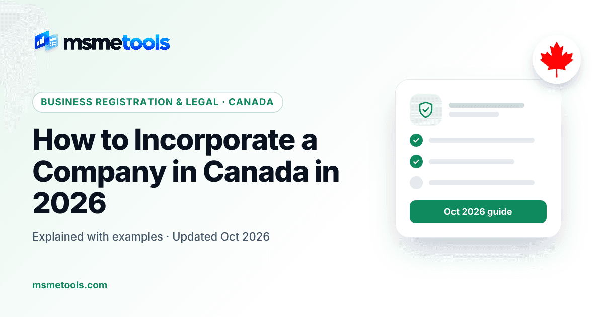 How to incorporate a company in Canada — MSMETOOLS guide cover