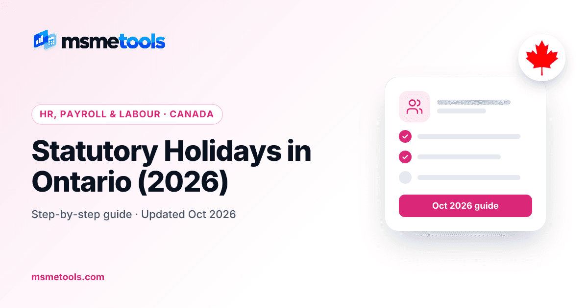 Statutory holidays in Ontario — MSMETOOLS guide cover