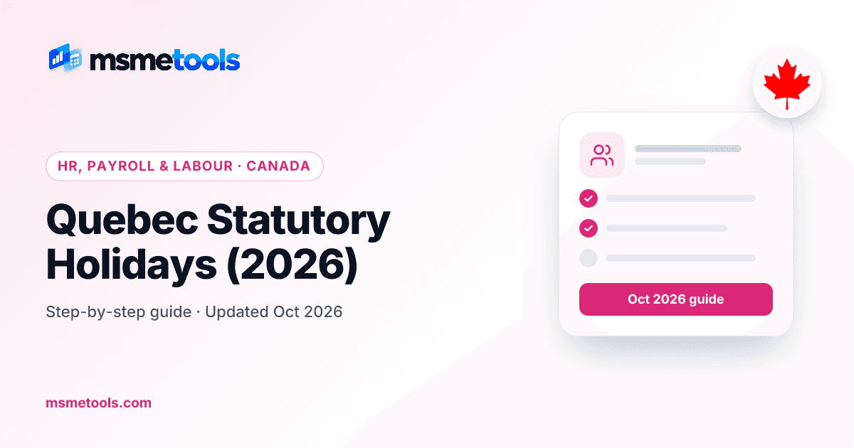 Quebec statutory holidays — MSMETOOLS guide cover