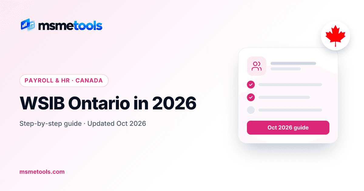 WSIB Ontario registration, rates and clearances — MSMETOOLS guide cover
