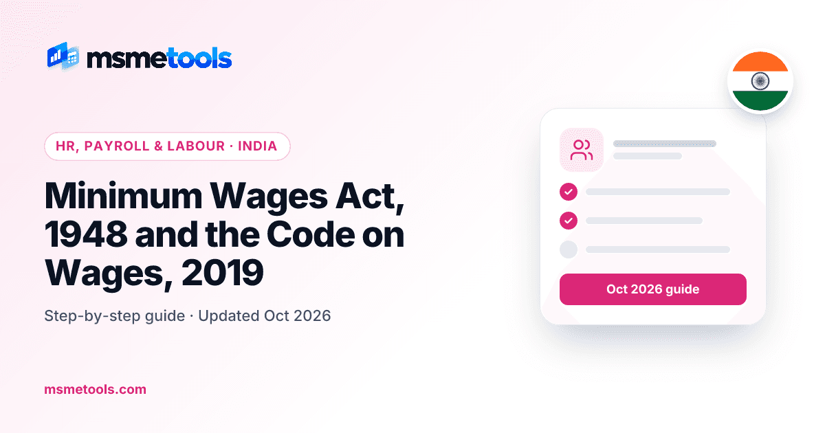 Minimum Wages Act 1948 and the Code on Wages — MSMETOOLS guide cover