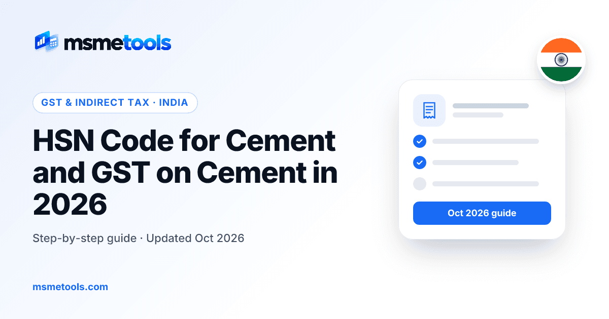 HSN code and GST rate for cement — MSMETOOLS guide cover