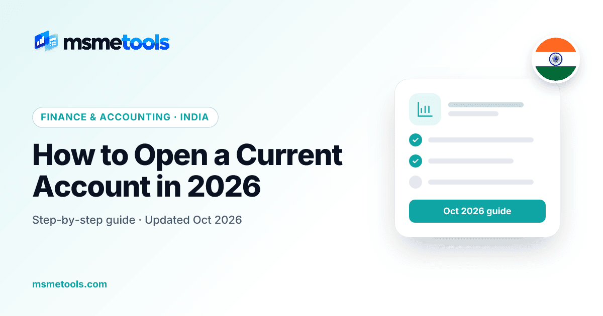 How to open a current account in India — MSMETOOLS guide cover