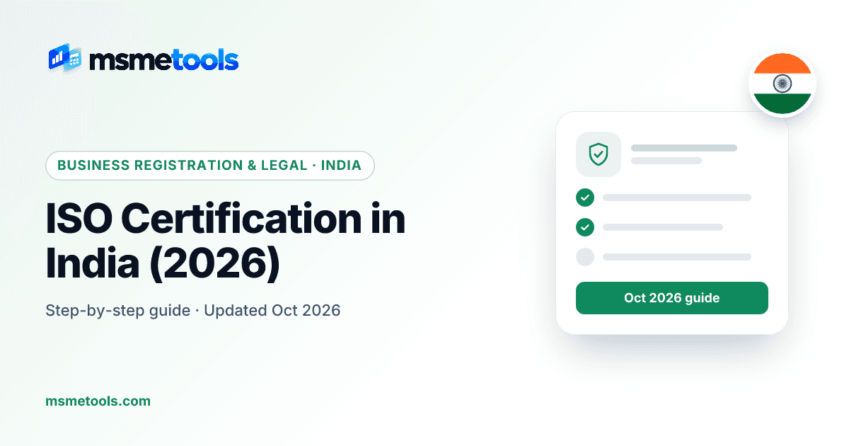 ISO certification in India — process, cost and verification — MSMETOOLS guide cover