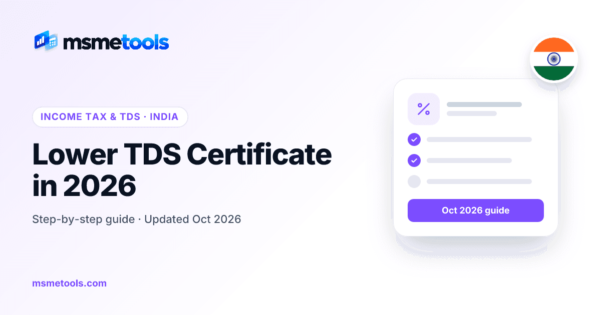 Lower TDS certificate — Form 128 on TRACES — MSMETOOLS guide cover