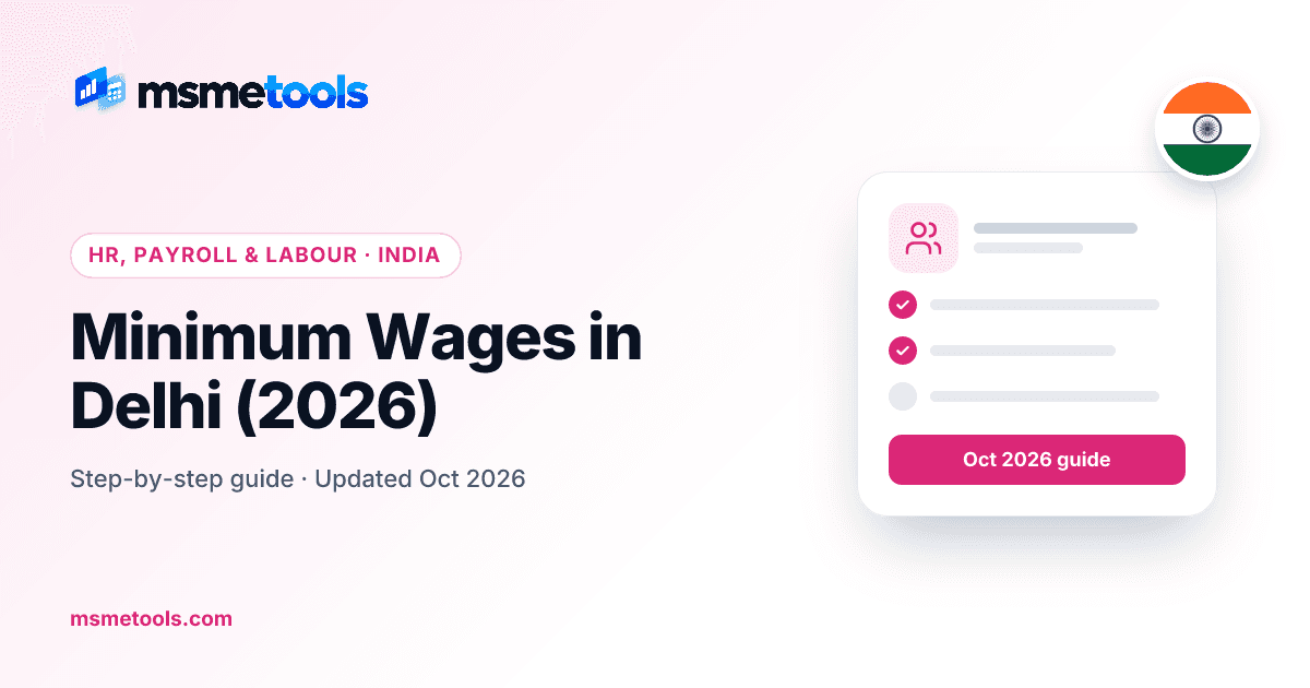 Minimum wages in Delhi — MSMETOOLS guide cover