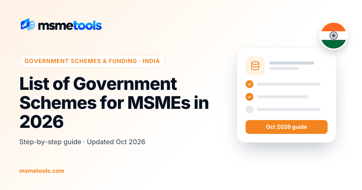 List of government schemes for MSMEs with current status — MSMETOOLS guide cover