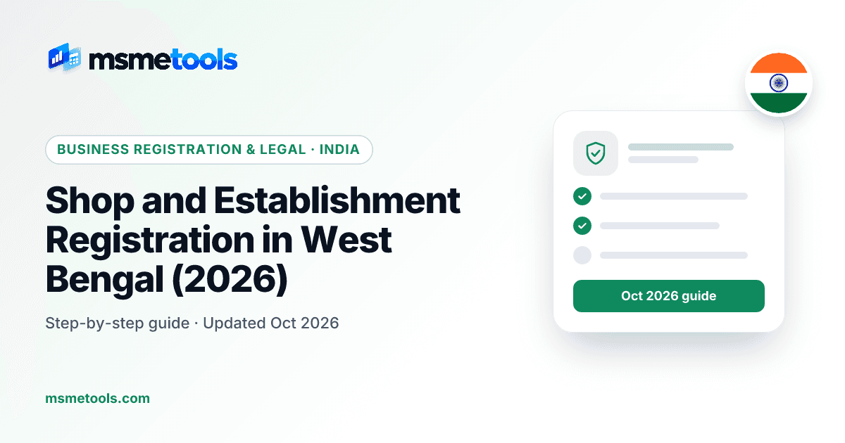 Shop and establishment registration in West Bengal — SilpaSathi, fees and working hours — MSMETOOLS guide cover