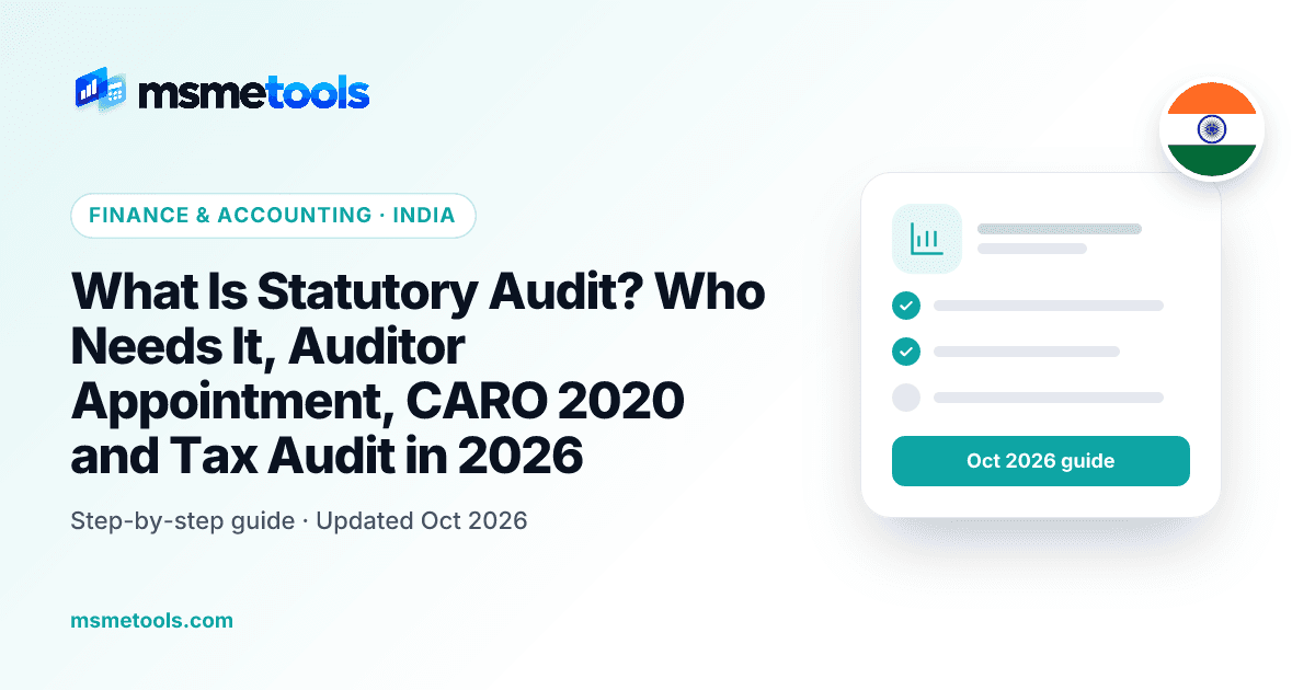 What is statutory audit — company audit, CARO 2020 and tax audit — MSMETOOLS guide cover
