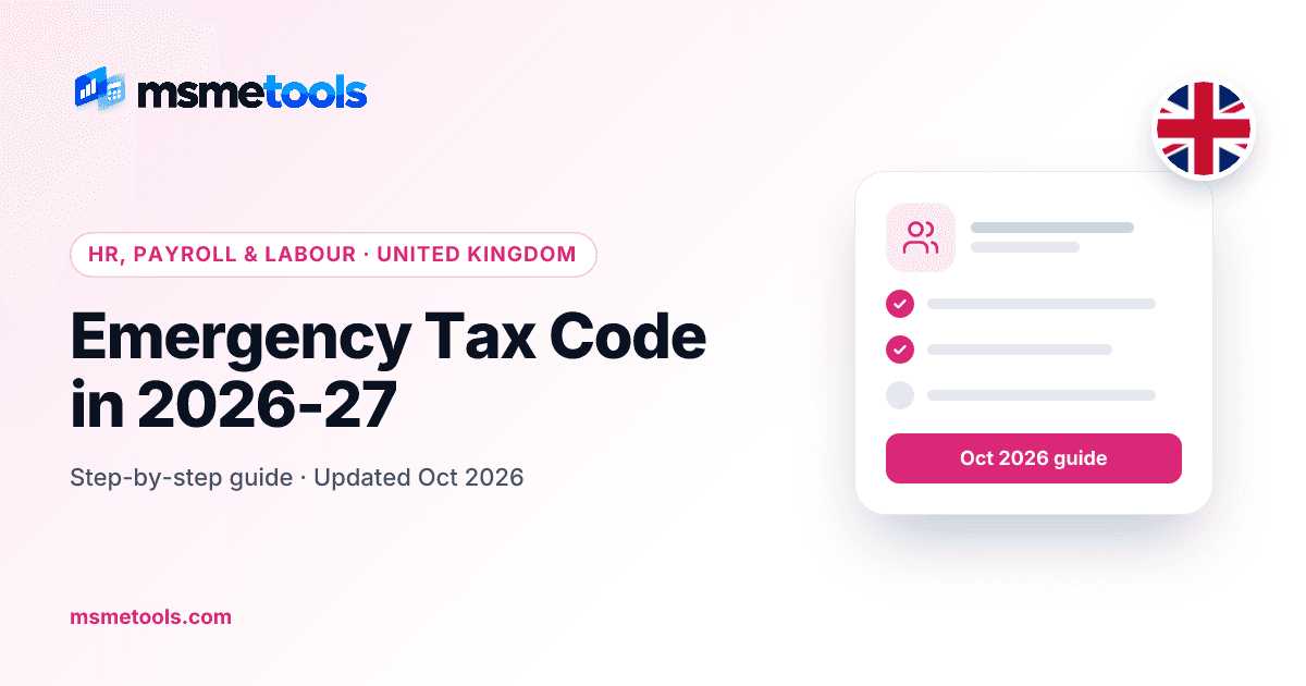 Emergency tax code — MSMETOOLS guide cover
