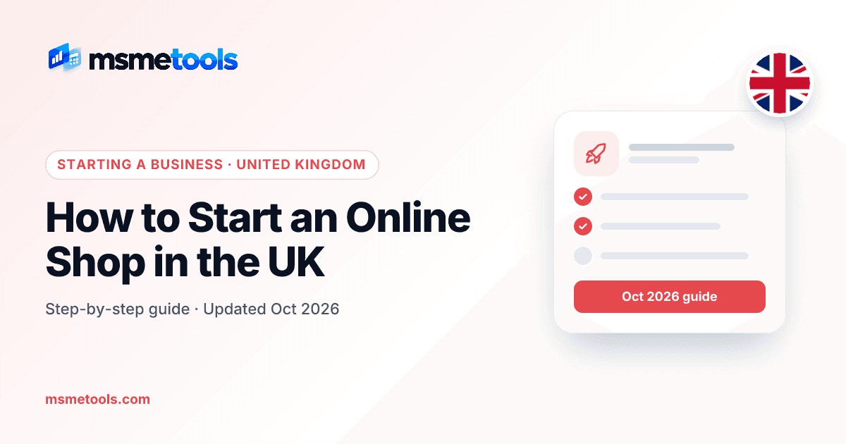 How to start an online shop in the UK — MSMETOOLS guide cover